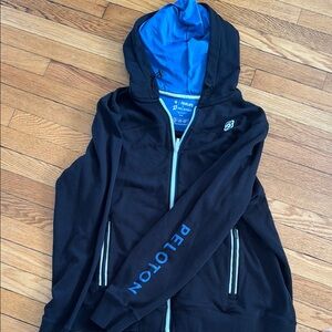 Peloton Black Hoodie with Blue Accents